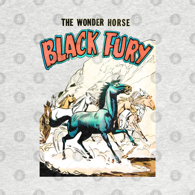 Running The Wonder Horse Black Fury Retro Comic Vintage Cover 1956 by REVISTANGO